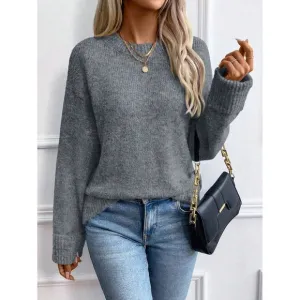 Crewneck minimalist fall sweater dark gray