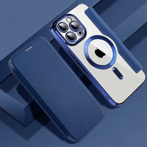 Etui Flip Wallet Magsafe iPhone 14 - Niebieski