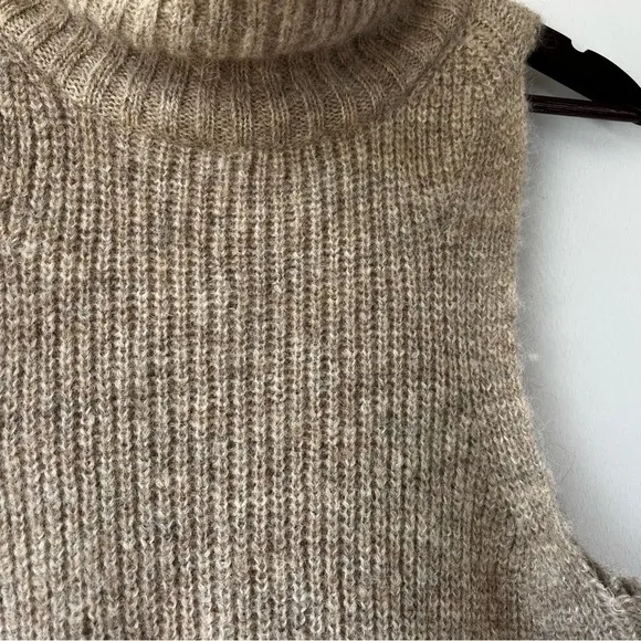 Joie Women's SMALL Tan Sleeveless Turtleneck Sweater Alpaca Nylon Blend