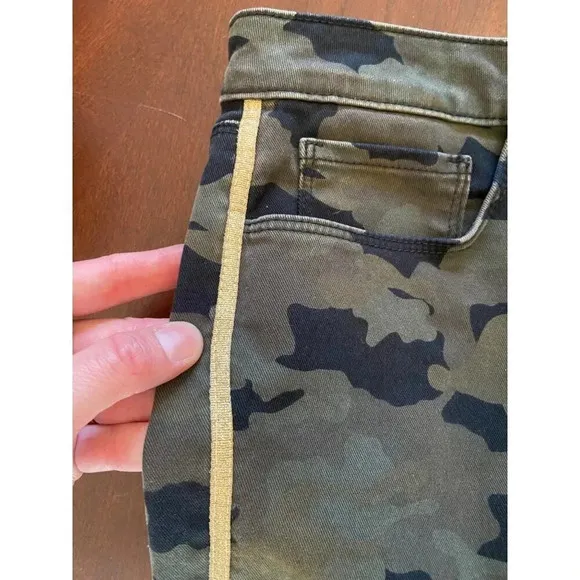 L'Agence Margot Cropped High Rise Camo Skinny Jeans Side Stripe Size 29