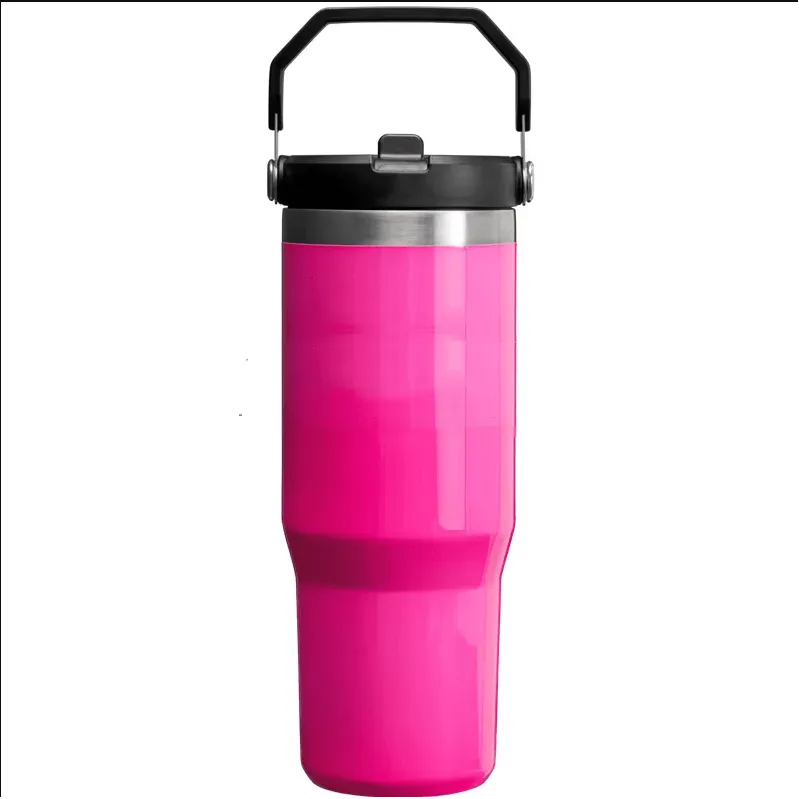 Neon Tumbler with Flip up Straw  30 oz Pink, Red, Yellow, Green