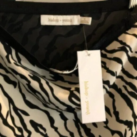 NWT Bishop   Young Tan &amp; Black Zebra Print Maxi Career Business Casual Skirt Sml