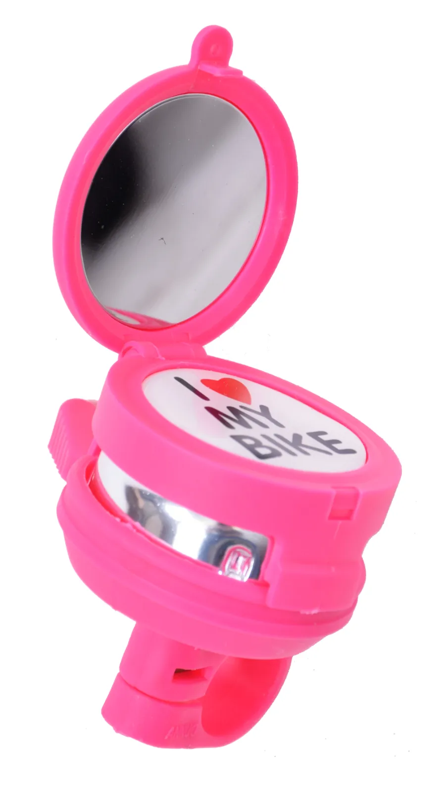 Oxford I Love My Bike Bell With Flip Up Mirror - Bright Pink Kids Bell