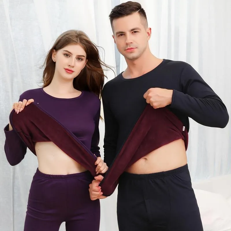 Plus Velvet Thick Warm Thermal Underwear Set Long Johns For couples Warm Thermal Clothing Men Woman Winter Suit Wear