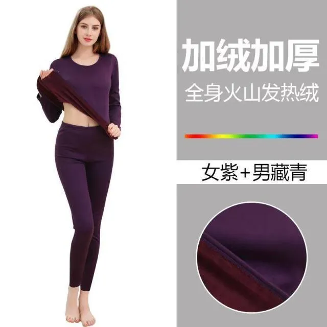Plus Velvet Thick Warm Thermal Underwear Set Long Johns For couples Warm Thermal Clothing Men Woman Winter Suit Wear