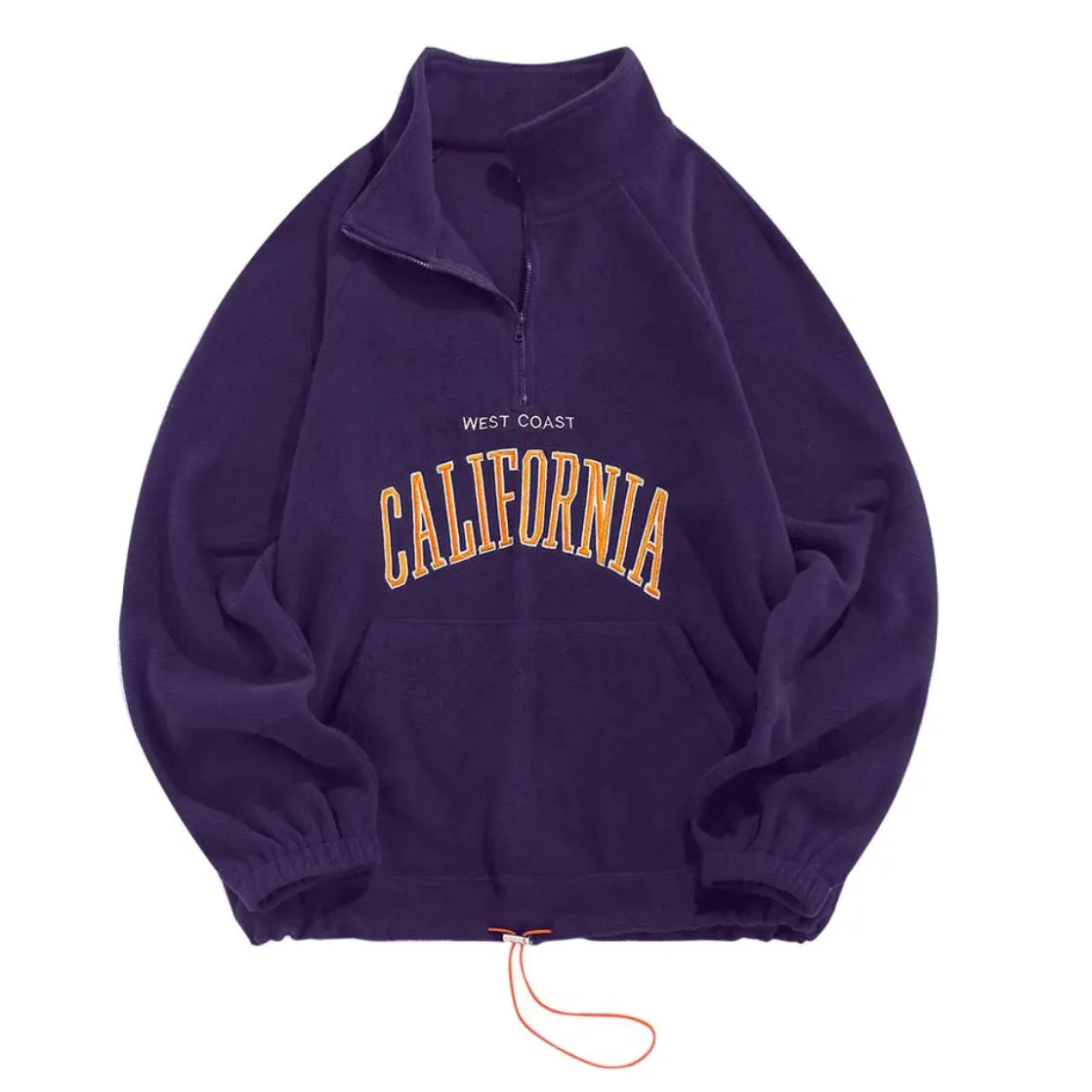 "CALIFORNIA" Sweat-shirt Polaire Col Camionneur Vintage Violet - URB1™