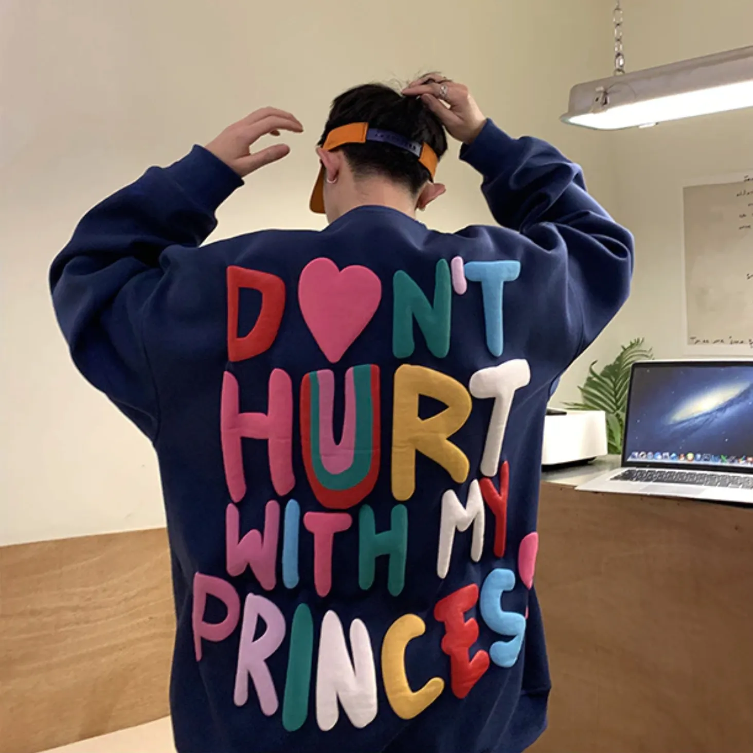 "HDRD" Sweat-shirt Hoodie imprimé coloré Bleu Marine - URB1™