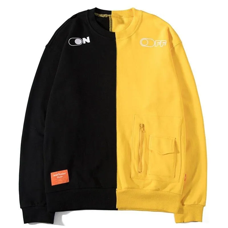 "ON-OFF" Sweat-Shirt Crewneck Blanc et Noir - URB1™