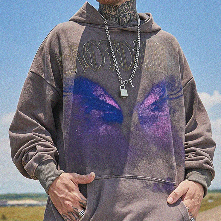"SRTO" Sweat-shirt hoodie à capuche Marron délavé imprimé - URB1™