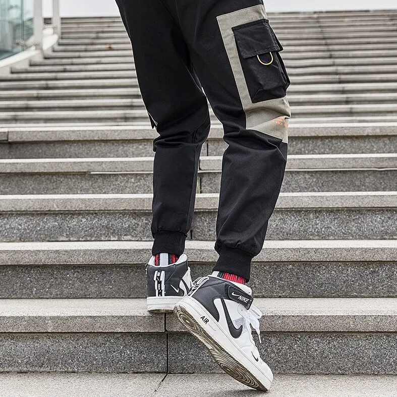 "SUPERHEY" Pantalon Cargo Gris Noir Streetwear - URB1™