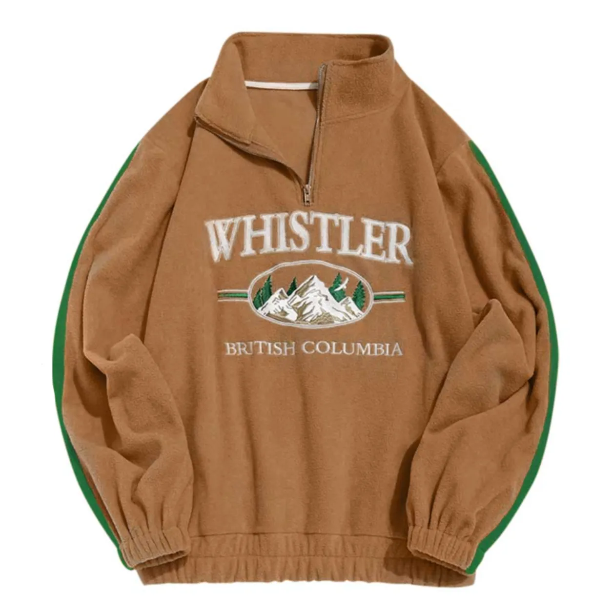 "WHISTLER" Sweat-shirt Polaire Col Camionneur Vintage Vert - URB1™