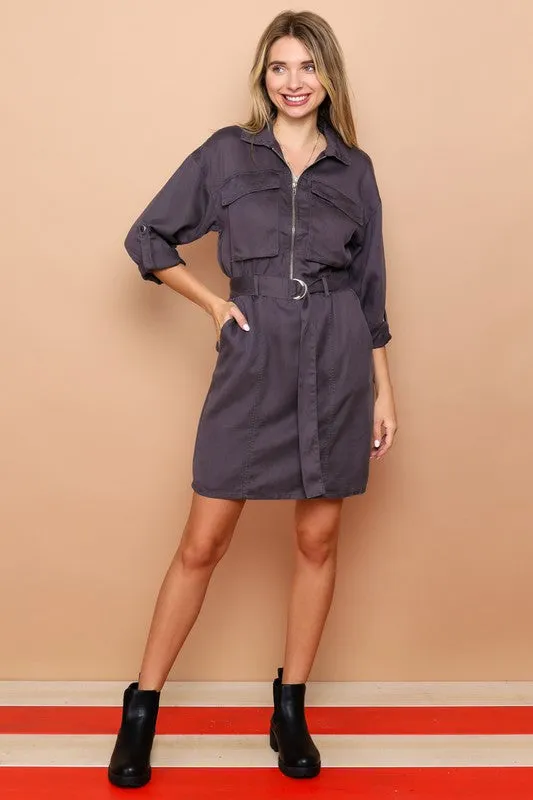 Zip Up Utility Dress